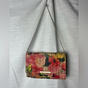 Vintage Jessica McClintock Floral Straw Clutch Purse - Boho Indie Feminine